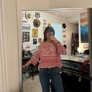 Ariat open shoulder aztec patterned blouse